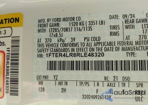 2024 Ford Ranger Raptor из США, поврежденный, VIN 1FTER4LR8RLE48320